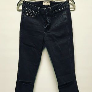 Free People black distressed knee jeans